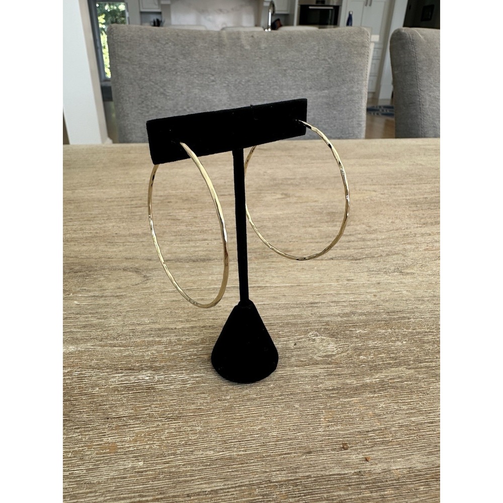 Signed Argento Vivo Sterling Silver Gold Vermeil Hammered Hoop Earrings